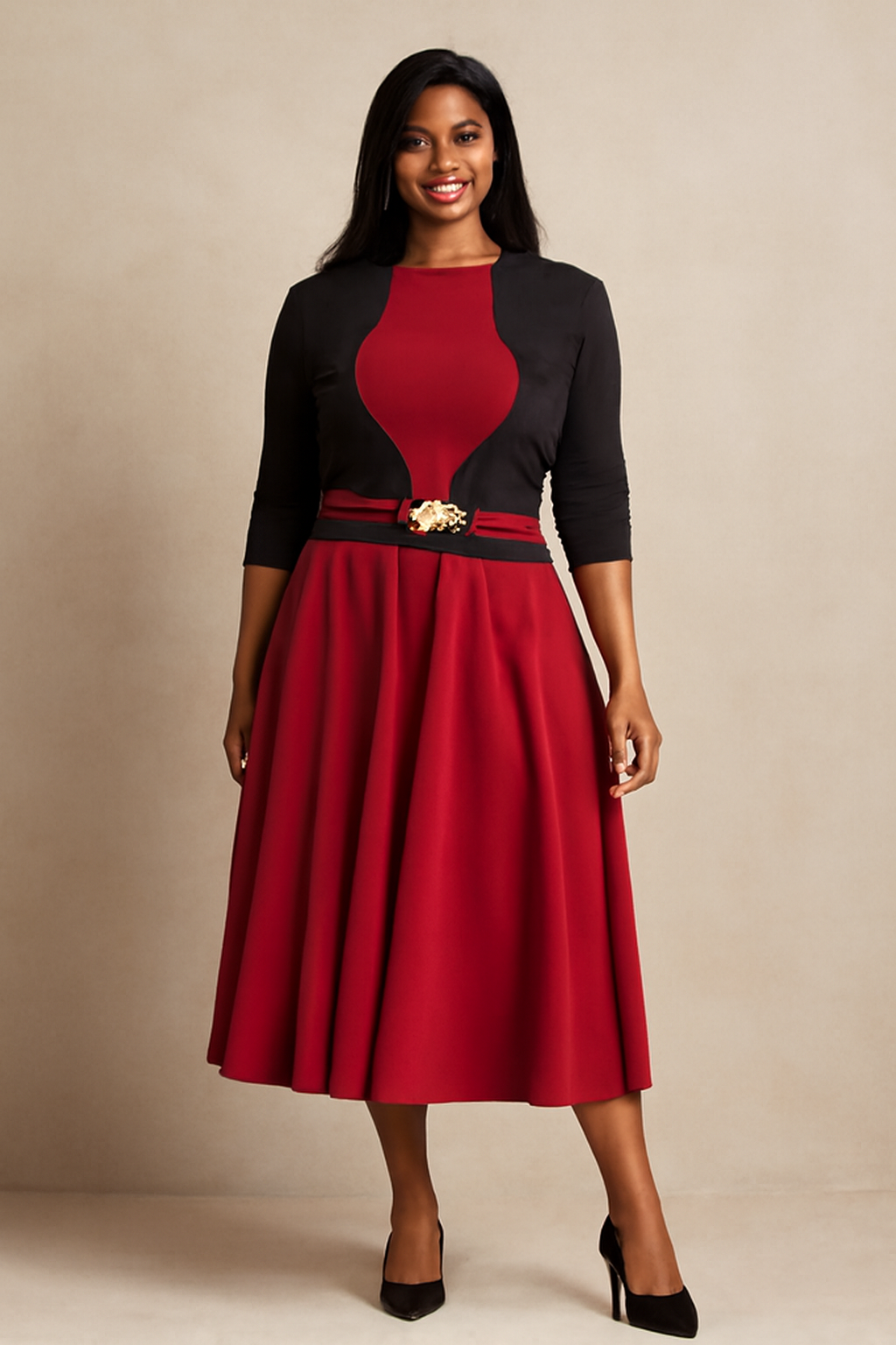 Vestido Negro y Rojo